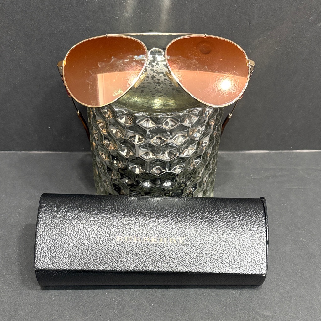 Burberry Brown Aviator Sunglasses With Black Case